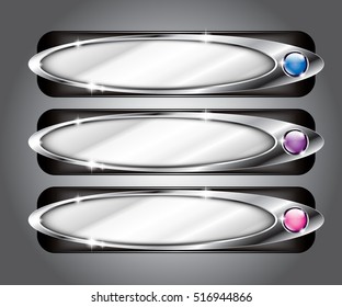 A set of three silver oval backgrounds, with space for your text. Vector illustration. The background is on a separate layer. 