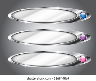A set of three silver oval backgrounds, with space for your text. Vector illustration. The background is on a separate layer. 