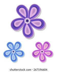 Set of Three Simple Decorative Flowers