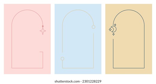 A set of three simple vector frames in a minimalist style.  Perfect for those who value simplicity and elegance in delicate, pastel colors.