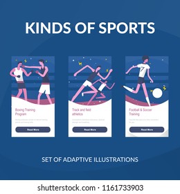 Set of three slides with a view of the sports