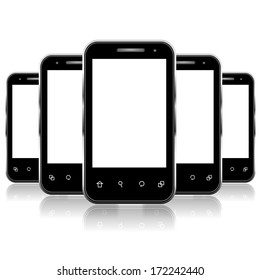 Set of three smart phones 