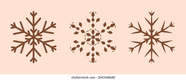 Set of three snowflake decoration design element. Eps 10 vector