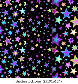 Set of three star multi-colored seamless patterns