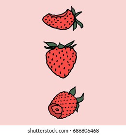 Set of three strawberries