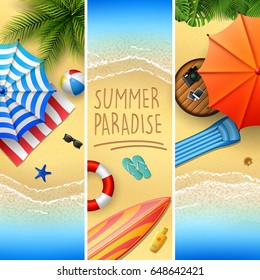 set of three summer beach 