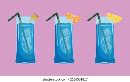 Set of three summer cocktails.