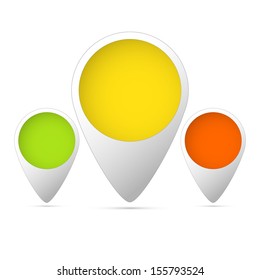 set of three tag colored green, yellow, red-orange