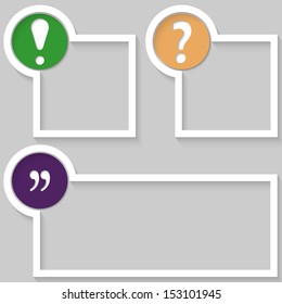 set of three text boxes with marks