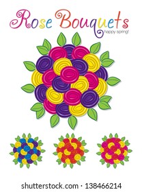 A set of three tone rose bouquets in vector format.