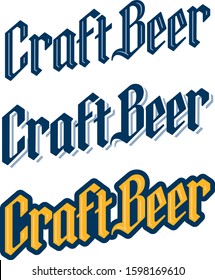 Set of three traditional black letter Craft Beer logo designs.
Craft Beer letters in hand drawn Old English, Germanic, Gothic Script font.