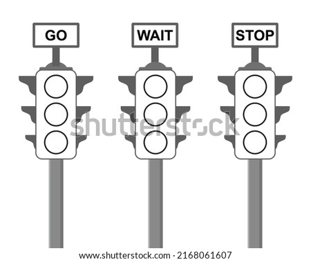 set of three traffic light outline for coloring book