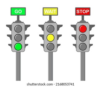 Set Three Traffic Light Text Isolated Stock Vector (royalty Free 