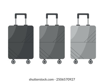 Set of three travel suitcases for business trips. Travel, business and tourism concept.