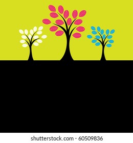 Set of three tree. vector illustration