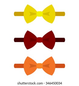 Set of  three trendy men's tie. Men's accessories. Vector illustration