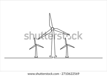 Set of three turbines on continuous straight line