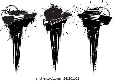 set of three turntables