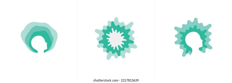 A set of three unique green logos representing a person, a thought process, inspiration, and the birth of ideas.
