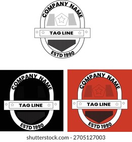 A set of three variations of a vintage, circular, emblem-style logo template, primarily designed for a sports team, athletic brand, or fitness company. The main design features a central badge contain