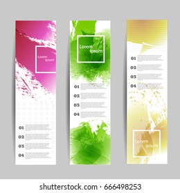 set of three varicolored banners vector eps 10 