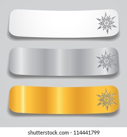 Set of three various color banners with snowflakers