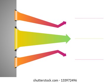 Set of three various direction arrows with empty lines for your text / three arrows