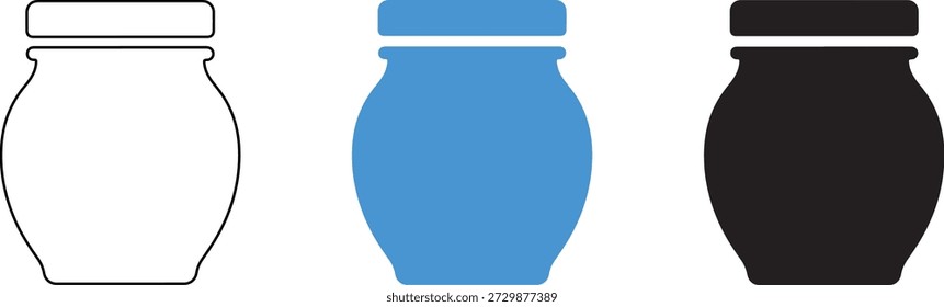 Set of Three Vases in Different Colors Blue White Black