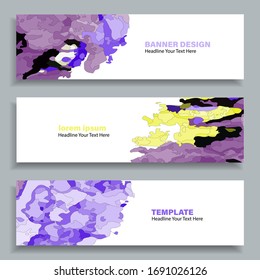 Set of three vector abstract baners. Trendy modern flat material design style. Rainbow colors. Text placeholder.
