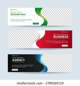 Set of three vector abstract banners with place for photo. Trendy modern flat material design style. Business ad. Text placeholder. vector eps 10