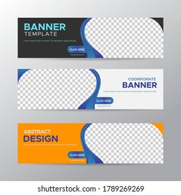 Set of three vector abstract banners with place for photo. Trendy modern flat material design style. Business ad. Text placeholder. vector eps 10