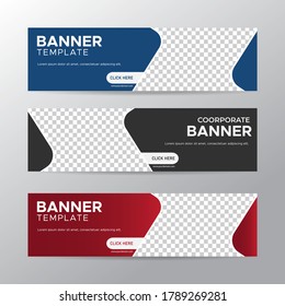 Set of three vector abstract banners with place for photo. Trendy modern flat material design style. Business ad. Text placeholder. vector eps 10