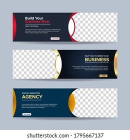 Set of three vector abstract banners with place for photo. Trendy modern flat material design style. Business ad. Text placeholder. vector eps 10
