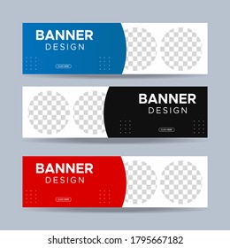 Set of three vector abstract banners with place for photo. Trendy modern flat material design style. Business ad. Text placeholder. vector eps 10
