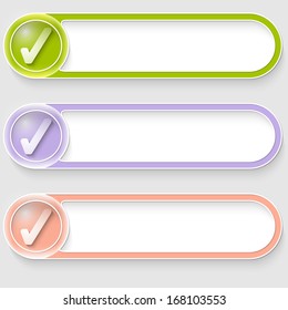 set of three vector abstract buttons with check box