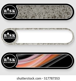 Set of three vector abstract buttons with risk management icon