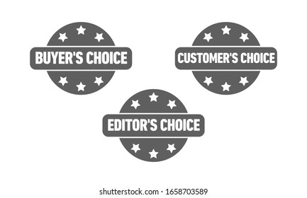 Set of three vector badges - editors choice, customers choice, buyers choice