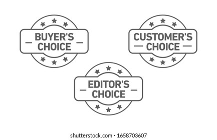 Set of three vector badges - editors choice, customers choice, buyers choice