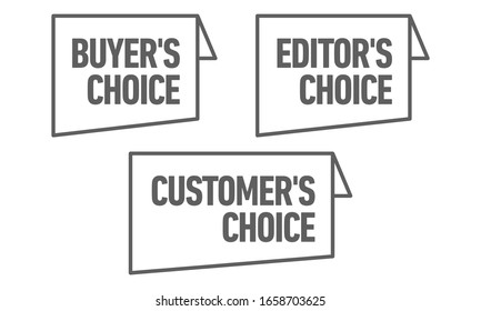 Set of three vector badges - editors choice, customers choice, buyers choice