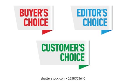 Set of three vector badges - editors choice, customers choice, buyers choice