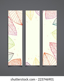 Set of three vector banners with autumn leaves