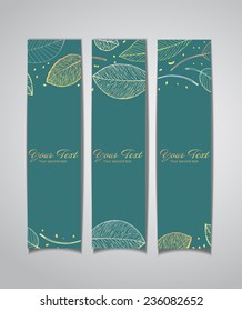 Set of three vector banners with autumn leaves