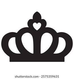 Set of three vector black silhouettes of crowns isolated on a white background.
