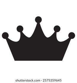 Set of three vector black silhouettes of crowns isolated on a white background.
