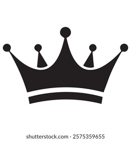 Set of three vector black silhouettes of crowns isolated on a white background.

