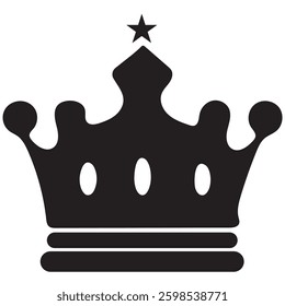 Set of three vector black silhouettes of crowns isolated on a white background.
