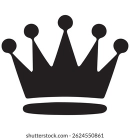 Set of Three Vector Black Silhouettes of Crowns Isolated on White Background

