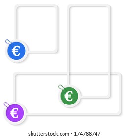 set of three vector boxes for any text with euro mark and paper clip