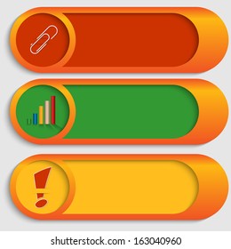set of three vector buttons