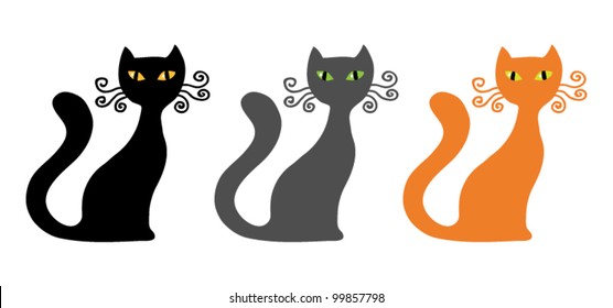 set of three vector cats